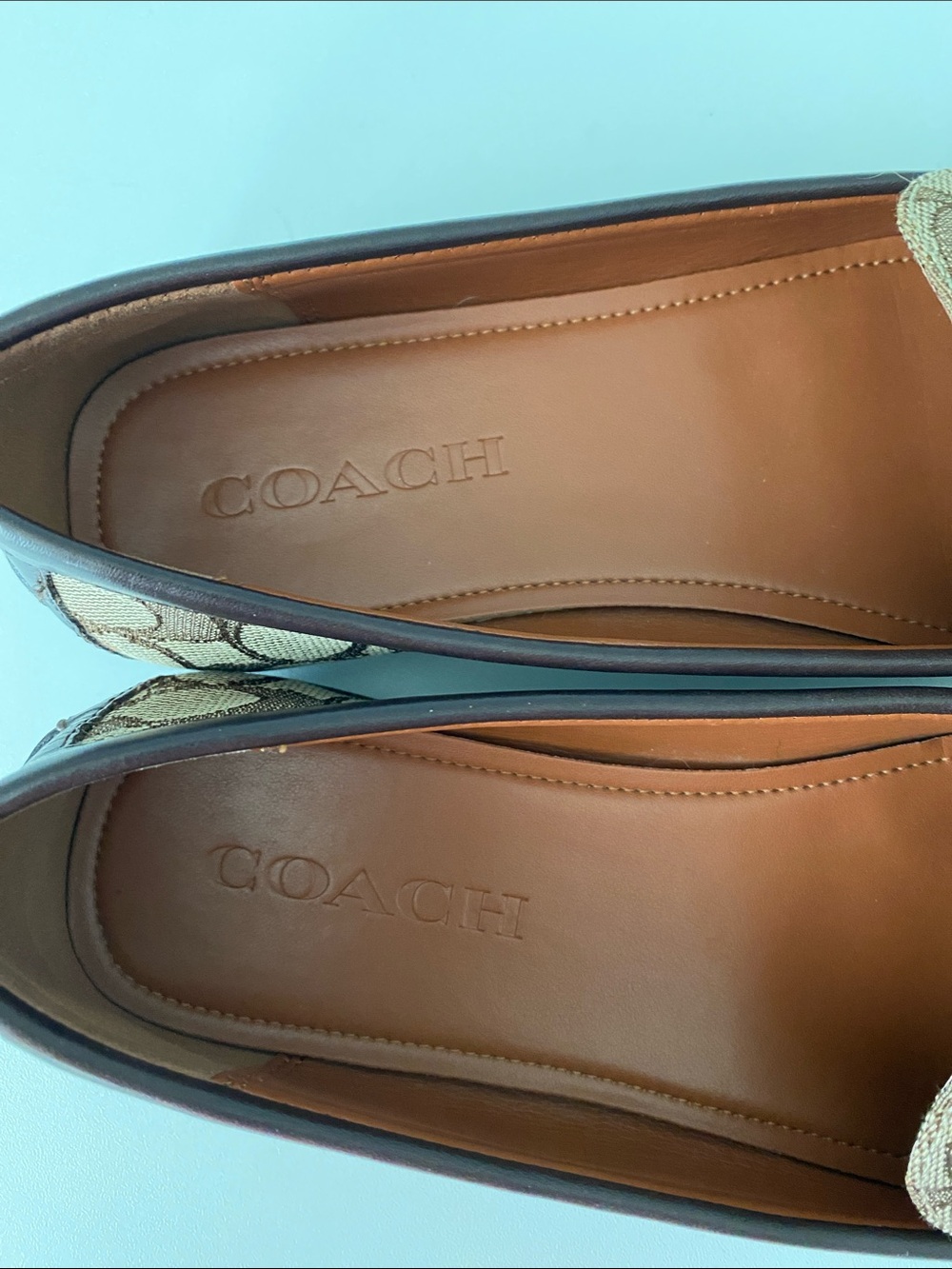 Coach Brown Signature Canvas Penny Loafers with Dark Brown Leather Trim - Picture 3 of 9